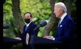 Tổng thống Mỹ Joe Biden (phải) và Thủ tướng Nhật Suga Yoshihide trong cuộc họp báo chung tại Vườn Hồng Nhà Trắng. (Ảnh: Reuters)