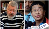 Nhà báo Nga Dmitry Muratov (trái) và nhà báo Philippines Maria Ressa