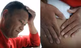 Ông Lưu Vĩnh Vĩ và vết mổ trên bụng.