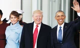 Vợ chồng tân Tổng thống Donald Trump và vợ chồng người tiền nhiệm Barack Obama tại Nhà Trắng hôm 20/1. Ảnh: AP