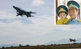Biên đội hai chiếc Su 22M4 xuất kích (ảnh lớn). Đại úy phi công Nguyễn Anh Tú và con trai hơn 2 tuổi (ảnh nhỏ). Ảnh: T.Đ - T.V