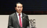 Chủ tịch nước Trần Đại Quang phát biểu tại Hội nghị Thượng đỉnh doanh nghiệp APEC. Ảnh: BNG
