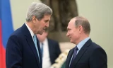Tổng thống Nga Vladimir Putin gặp Ngoại trưởng Mỹ John Kerry tại Mátxcơva. Ảnh: Sputnik