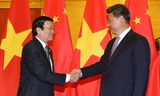 Chủ tịch nước Trương Tấn Sang hội kiến với Tổng Bí thư, Chủ tịch nước Trung Quốc Tập Cận Bình. Ảnh: TTXVN