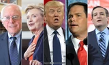 Các ứng viên tổng thống Mỹ (từ trái sang phải) Bernie Sanders, Hillary Clinton, Donald Trump, Marco Rubio, Ted Cruz Ảnh: Washington Blade
