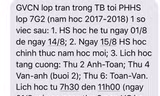 Một thông báo lịch học hè cho phụ huynh học sinh