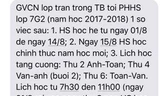 Một thông báo lịch học hè cho phụ huynh học sinh