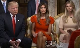 Donald Trump cùng vợ và con gái trong buổi phỏng vấn trên kênh CBS.