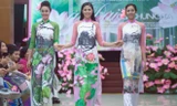 Hoa hậu Ngọc Hân giới thiệu bộ sưu tập áo dài mới.