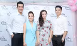 Hoa hậu phu nhân Thu Hoài và em gái (áo xanh) rạng rỡ bên dàn mẫu nam.