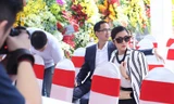 Vợ chồng Tăng Thanh Hà sành điệu dự sự kiện sáng nay.
