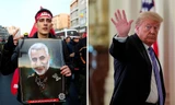 Tổng thống Mỹ Donald Trump (phải) và hình ảnh từ tang lễ Tướng Soleimani (trái). Ảnh: Reuters