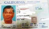 Tấm bằng lái xe giả có ảnh của Tổng thống Philippines.