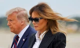 Bà Melania và ông Trump xuất hiện ngày 29/9 trước cuộc tranh luận với ông Biden. Ảnh: Reuters