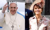 Giáo hoàng Francis (trái), Công chúa Maria Teresa (phải).