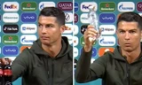 Ronaldo bỏ hai chai Coca-Cola đi chỗ khác, khuyên mọi người nên uống nước lọc. Ảnh chụp màn hình