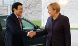 Chủ tịch nước Trương Tấn Sang và Thủ tướng Đức Angela Merkel ngày 25/11 tại Phủ Thủ tướng ở Berlin. Ảnh: TTXVN.