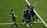 Các cầu thủ Pháp ăn mừng bàn thắng của Kylian Mbappe trong trận chung kết FIFA World Cup gặp Croatia. Ảnh: THX.