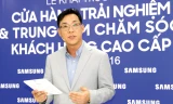 Tổng giám đốc Kim Cheolgi phát biểu tại Lễ khai trương Cửa hàng trải nghiệm và Trung tâm chăm sóc khách hàng cao cấp.