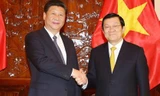 Chủ tịch nước Trương Tấn Sang hội đàm với Tổng Bí thư, Chủ tịch nước Trung Quốc Tập Cận Bình - Ảnh: TTXVN