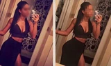 Trường hợp P.Q.T.N bị cư dân mạng lật tẩy việc ghép mặt vào cơ thể người khác để khoe vóc dáng trên mạng xã hội (ảnh T.N bên trái, bên phải là ảnh gốc của cô gái nước ngoài).