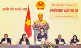 Chủ tịch QH, Chủ tịch Hội đồng Bầu cử quốc gia Nguyễn Thị Kim Ngân chủ trì phiên họp. Ảnh: TRỌNG ĐỨC (TTXVN)