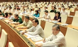 Đại biểu Quốc hội ấn nút biểu quyết thông qua các dự án luật kỳ họp thứ 9. Ảnh: Như Ý.