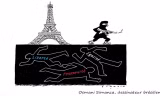 Osmani Simanca họa sỹ Brésil đã vẽ kẻ khủng bố muốn hủy diệt Paris tức là muốn hủy diệt chôn vùi tự do bình đẳng bác ái.