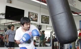 Manny Pacquiao tập luyện cho trận thượng đài với Floyd Mayweather vào ngày 2/5 tới. Ảnh: Getty Images.