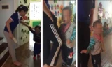 Trẻ bị giáo viên bạo hành (ảnh cắt từ clip).