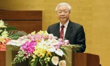 Tổng Bí thư Nguyễn Phú Trọng phát biểu tại lễ kỷ niệm. Ảnh: TTXVN.