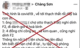 Nội dung N.K.V đăng tải không đúng về dịch Covid-19.