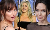 Sao nữ ’50 sắc thái’ lén nhìn Angelina Jolie phớt lờ Jennifer Aniston