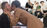 Victoria Beckham hôn chồng tình tứ trong show thời trang