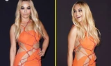 Rita Ora diện váy cắt xẻ táo bạo trong show của Versace