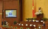 Chủ tịch nước Nguyễn Phú Trọng đọc tờ trình trước Quốc hội về việc thông qua CPTPP. Ảnh: Như Ý