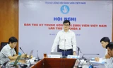 Anh Bùi Quang Huy, Bí thư T.Ư Đoàn, Chủ tịch T.Ư Hội SVVN chủ trì Hội nghị trực tuyến Ban thư ký Hội SVVN lần thứ 4, khóa X. Ảnh: Dương Triều