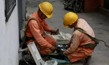Thoái vốn ngoài ngành đang là việc không dễ dàng đối với DNNN, trong đó có EVN (ảnh công nhân ngành điện đang làm việc ngoài trời). ẢNH: HỒNG VĨNH
