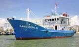 Tàu vỏ thép Sang Fish 01 tiết kiệm gần một nửa số nhiên liệu so với tàu vỏ gỗ sau chuyến biển thực nghiệm đầu tiên. Ảnh: Nguyễn Huy