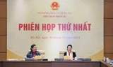 Tiểu ban Nhân sự Hội đồng Bầu cử Quốc gia tiến hành phiên họp thứ nhất. Ảnh Nhật Minh