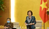 Chủ tịch Quốc hội phát biểu tại phiên họp Uỷ ban Thường vụ Quốc hội. Ảnh QH