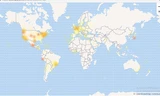 Những khu vực có nhiều người báo cáo Facebook gặp lỗi trên thế giới, theo ghi nhận của trang downdetector.com