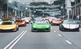 122 siêu xe Lamborghini diễu hành trên đường phố Singapore