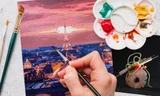 Thổi bay buồn chán: Tô tranh sơn dầu số hóa và cắm hoa rau củ theo phong cách Ikebana