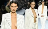 Bella Hadid 'thả rông vòng 1' táo bạo trên sàn diễn