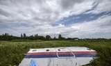 Một phần chiếc máy bay MH17 rơi tại một cánh đồng phía đông Ukraine
