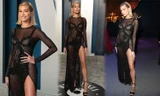 Hailey Bieber diện váy lấy cảm hứng từ nội y ren, lẻ bóng tại tiệc hậu Oscar