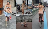 Cô gái gần như khoả thân, đạp xe quanh London giữa lạnh giá 10 độ C vì lý do bất ngờ