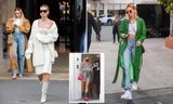 Học nàng mẫu Hailey Bieber cách phối đồ mùa hè thành trang phục mùa thu cá tính