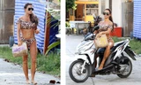 Katie Price mặc bikini, chân trần ‘cưỡi’ xe máy đi mua đồ ăn nhanh